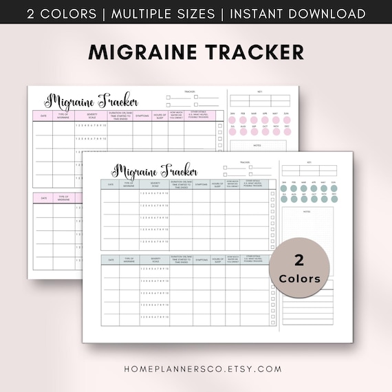 Migraine Tracker, Printable Headache Journal, Headache Tracker, Chronic Migraine Chart, Chronic Migraine Journal, Chronic Illness Chart