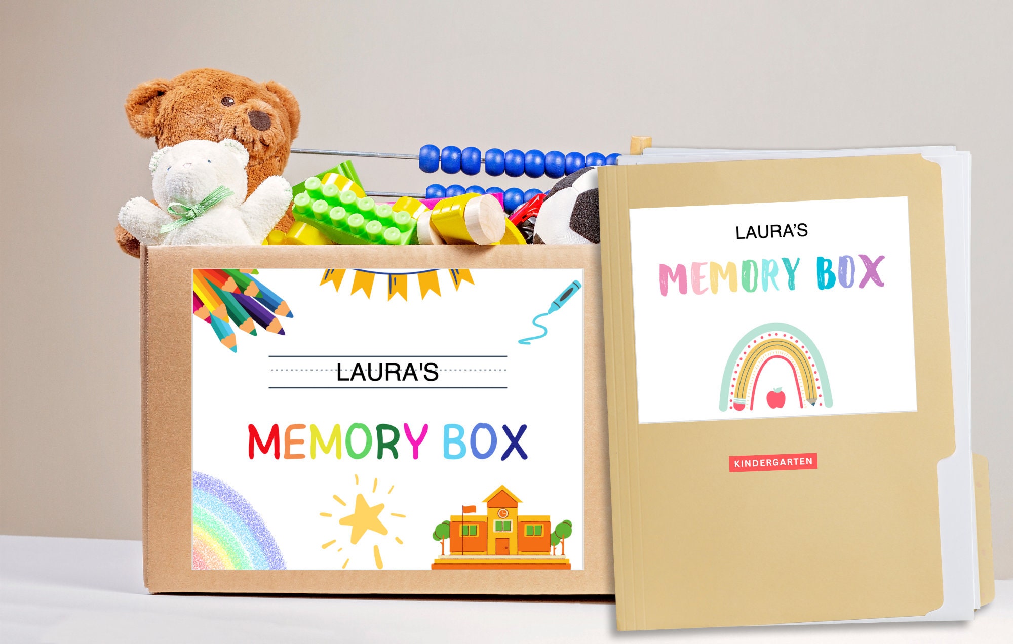 School Memory Box Printable Kids Keepsake Personalized Back to School ...