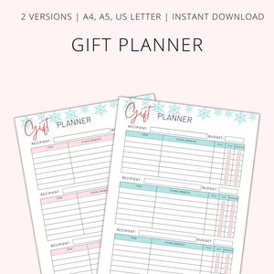 Gift Planner Printable, Gift Tracker, Shopping List, Gift Template,Birthday List,Holiday Birthday Anniversary Gift, Instant download