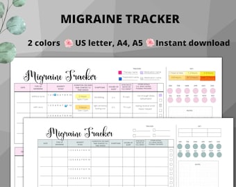 Migraine Tracker, Headache Journal, Headache Tracker,Chronic Migraine Chart,Chronic Migraine Journal,Chronic Illness Chart,Printable Tracker