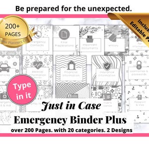 Just in Case Emergency Planner Printable Fillable Simple Emergency Planner, End of Life Planner, Life Planner,  Important Documents, Funeral