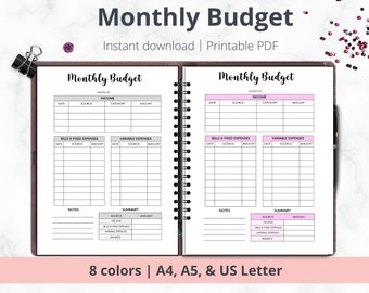 Budget Tracker, Printable Budget Tracker, Paycheck Budget Planner, Monthly Budget Planner, Income Expense Budget Tracker Finance Planner PDF
