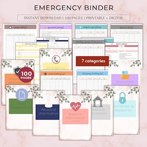 Emergency Binder, "What If" Binder Starter, Emergency Printable Organizer,Printable PDF Template,Finance Binder,Family In Case of Emergency