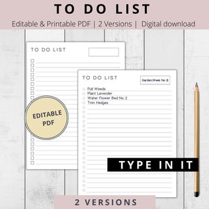 Editable to Do List | Printable Tasks List, Editable Checklist ...