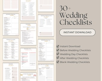 Wedding Checklist Template Printable |  Wedding To Do List Wedding Planning Wedding Planner Wedding Plan Big Day Planner Wedding Gift