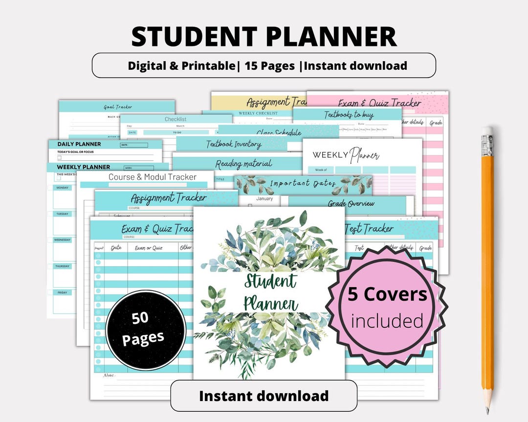 Printable Student Planner: Academic Planner for College, Nursing School ...