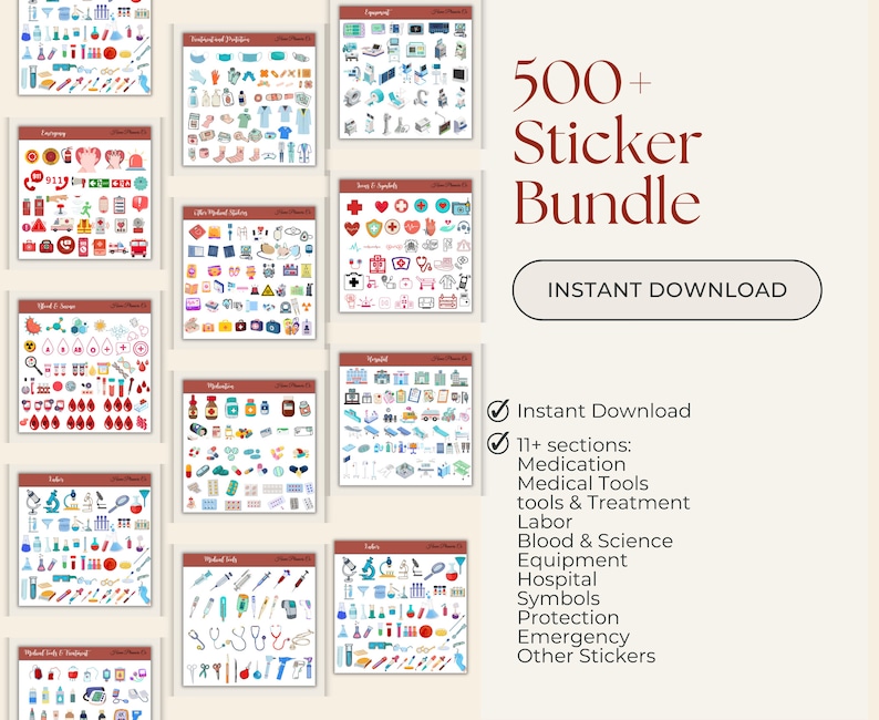 Medication Guide Sticker 500+ Medical Stickers Biology Digital Stickers, Goodnotes Stickers ...