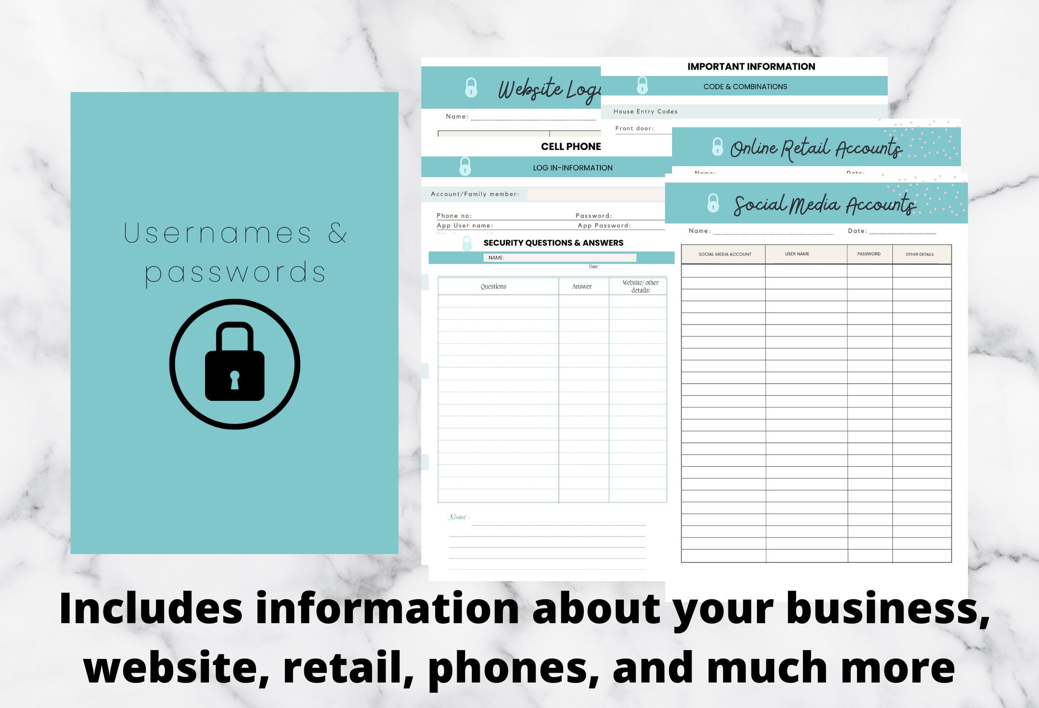 Password Log Bundle,password Tracker,password Book Planner Insert ...