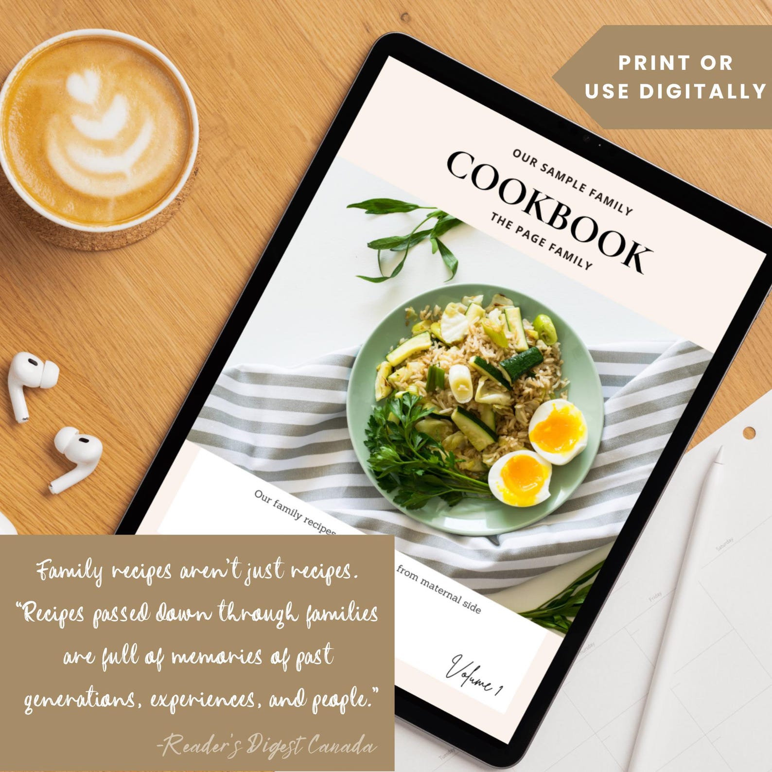 Customizable Family Cookbook Template: 100+ Page Editable Recipe Book ...