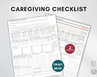 EDITABLE Caregiving Elderly Care Checklist Printable Template for Caregivers, Care log Template, Daily cleaning,Daily Tasks,Housekeeping PDF