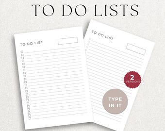 Lista de tareas imprimible / Planificador diario de tareas editable / Lista de tareas minimalista y sencilla / Planificador de productividad en tamaños A4, A5 y Carta.