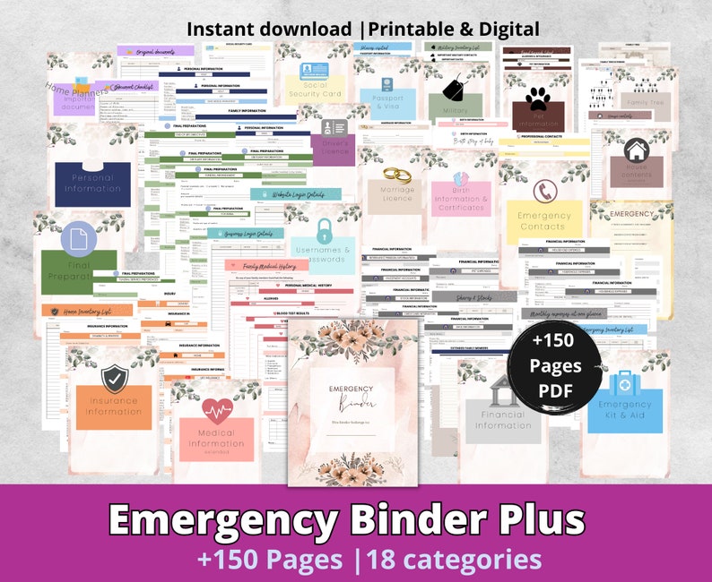 Emergency Binder Plus, Emergency Planner Plus, What If Binder, Life Binder, Printable Organizer, Printable PDF Template, Military Binder, image 1