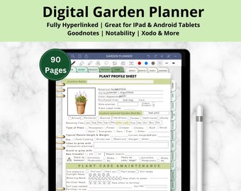 Pianificatore digitale per il giardinaggio con collegamenti ipertestuali per Goodnotes, Notability, Xodo, Diario del giardinaggio, Guida al giardinaggio, Registro di giardinaggio, Organizzatore di giardinaggio