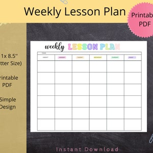Simple Weekly Lesson Plan Template-preschool/kindergarten-instant ...