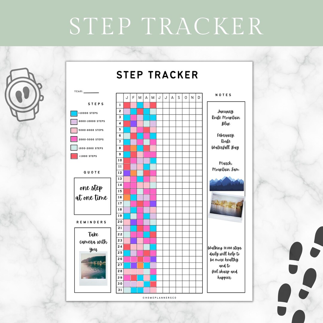 Step Tracker Printable, Daily Step Log, Walking Tracker PDF, Fitness ...