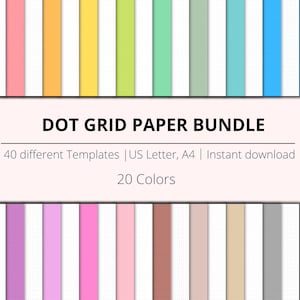 Digital Dot Grid Paper Bundle, 40 Digital Dotted Paper Templates for Note-Taking,  A4, Printable Dotted Grid Paper, Bullet Journal Paper