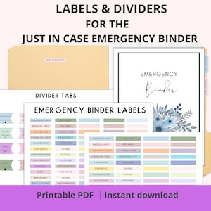 Afdrukbare scheidingsvellen en inbindlabels voor noodgevallen Binder Plus |  Etiketten voor bindmiddelen Etiketten voor bindmiddelen Bindtabs Stickerlabels
