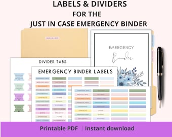 Afdrukbare scheidingsvellen en inbindlabels voor noodgevallen Binder Plus |  Etiketten voor bindmiddelen Etiketten voor bindmiddelen Bindtabs Stickerlabels