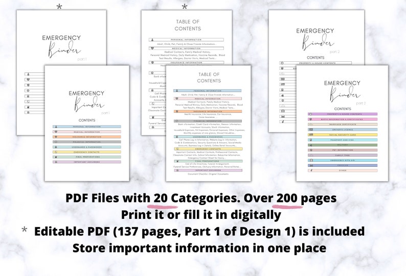 EDITABLE Just in Case Emergency Binder Plus Fillable PDF - Etsy