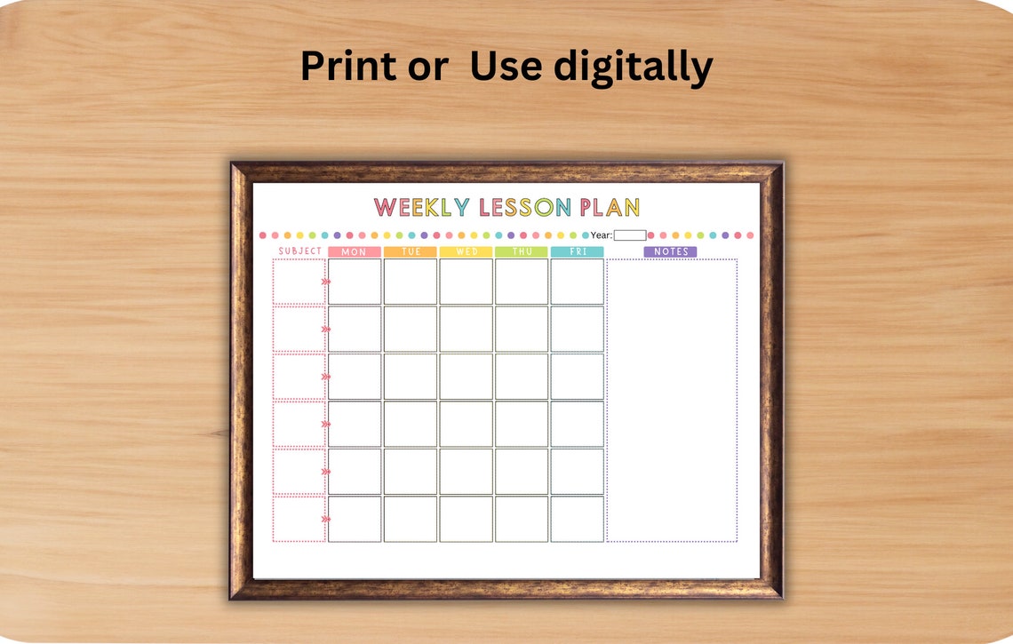 Weekly Lesson Plan Editable Fillable Lesson Plan Template ...