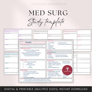 Med Surg Study Template, Medical Surgical  Template,  Nursing Student Guide Nursing Notes Disease Study Guide Disease Process Template NCLEX
