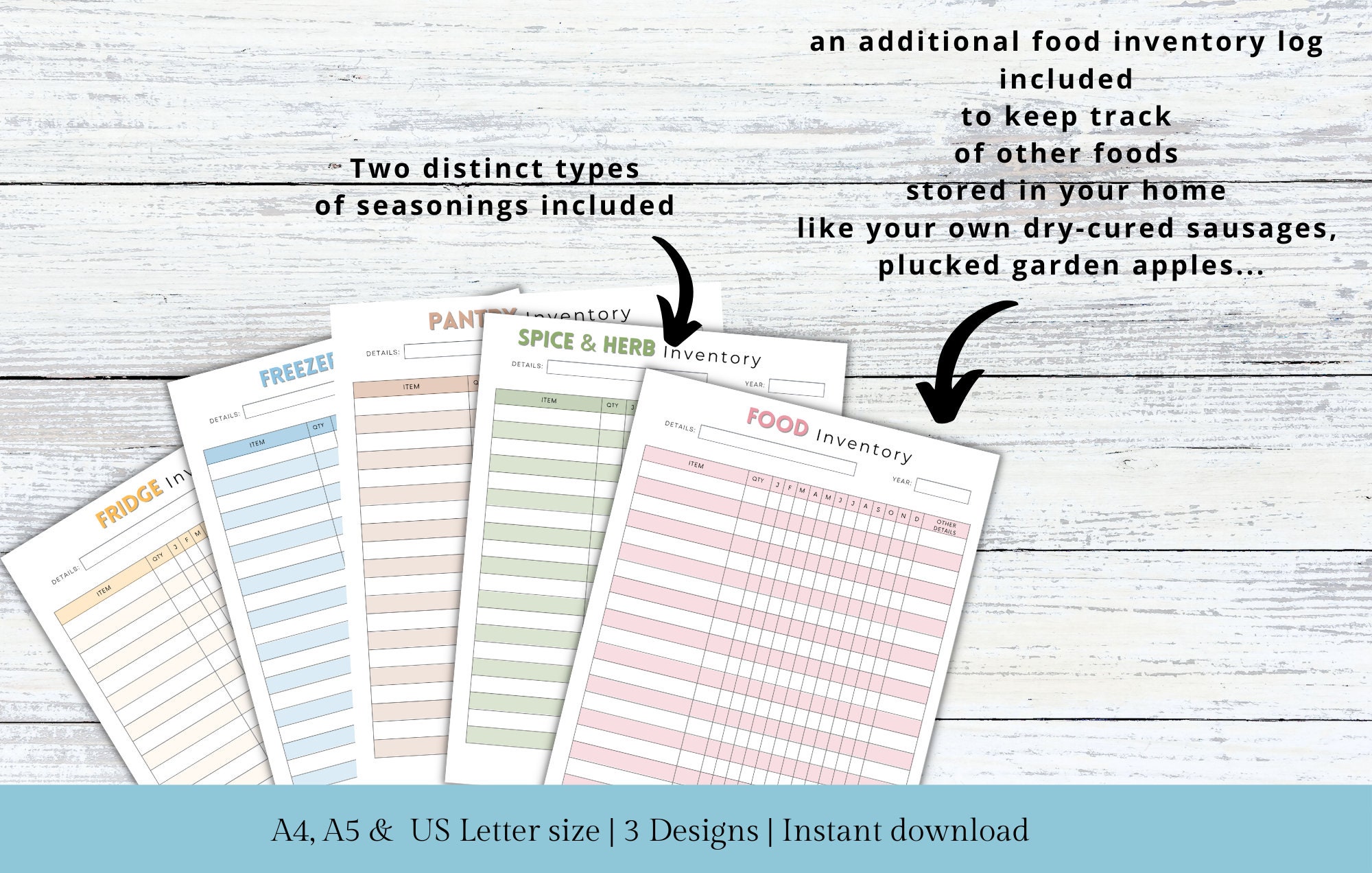 Food Inventory Tracker Pages Printable Kitchen Inventory,pantry ...