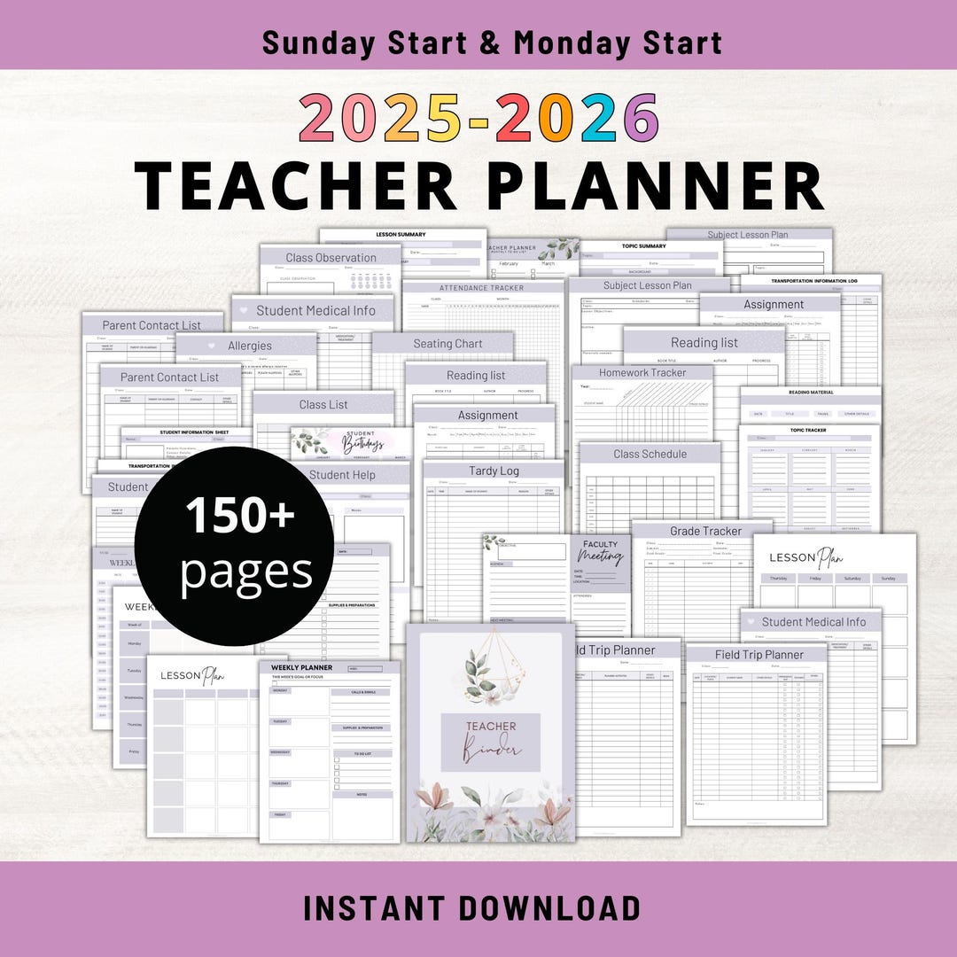 Teacher Planner Printable | Lesson Plan Organizer, Classroom Schedule ...
