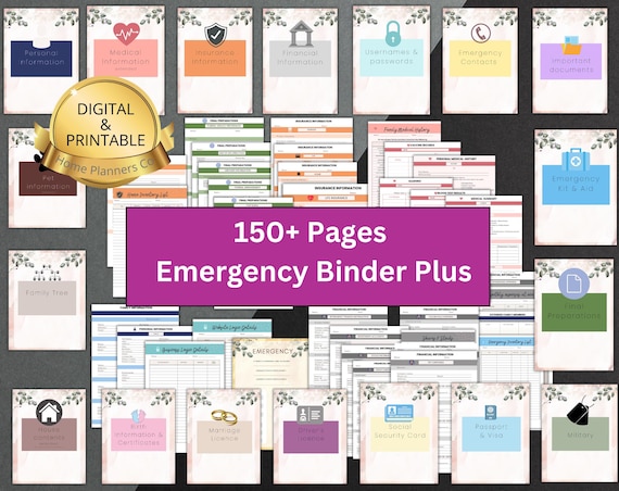 Emergency Binder Plus, Emergency Planner Plus, "What If" Binder, Life Binder, Printable Organizer, Printable PDF Template, Military Binder,