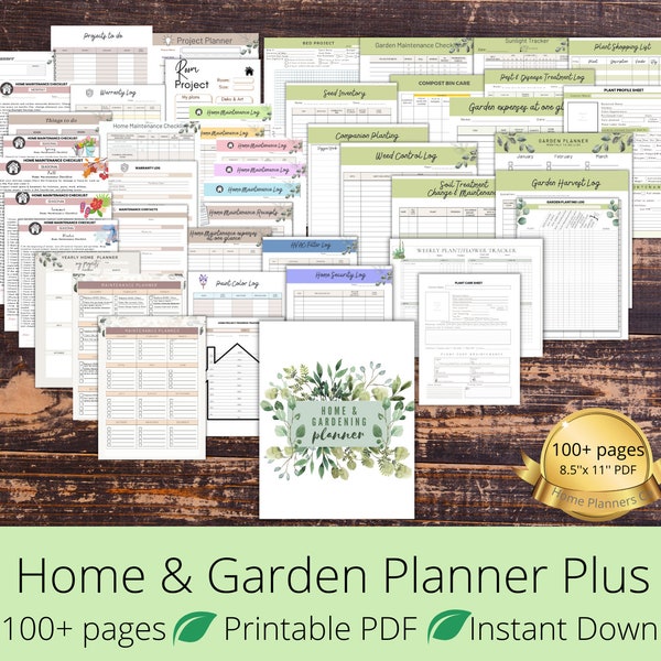 Home and Garden Binder Plus,Home Maintenance and Garden Planner,Home and Garden Log,Maintenance Tracker, Printable Organizer, House Binder