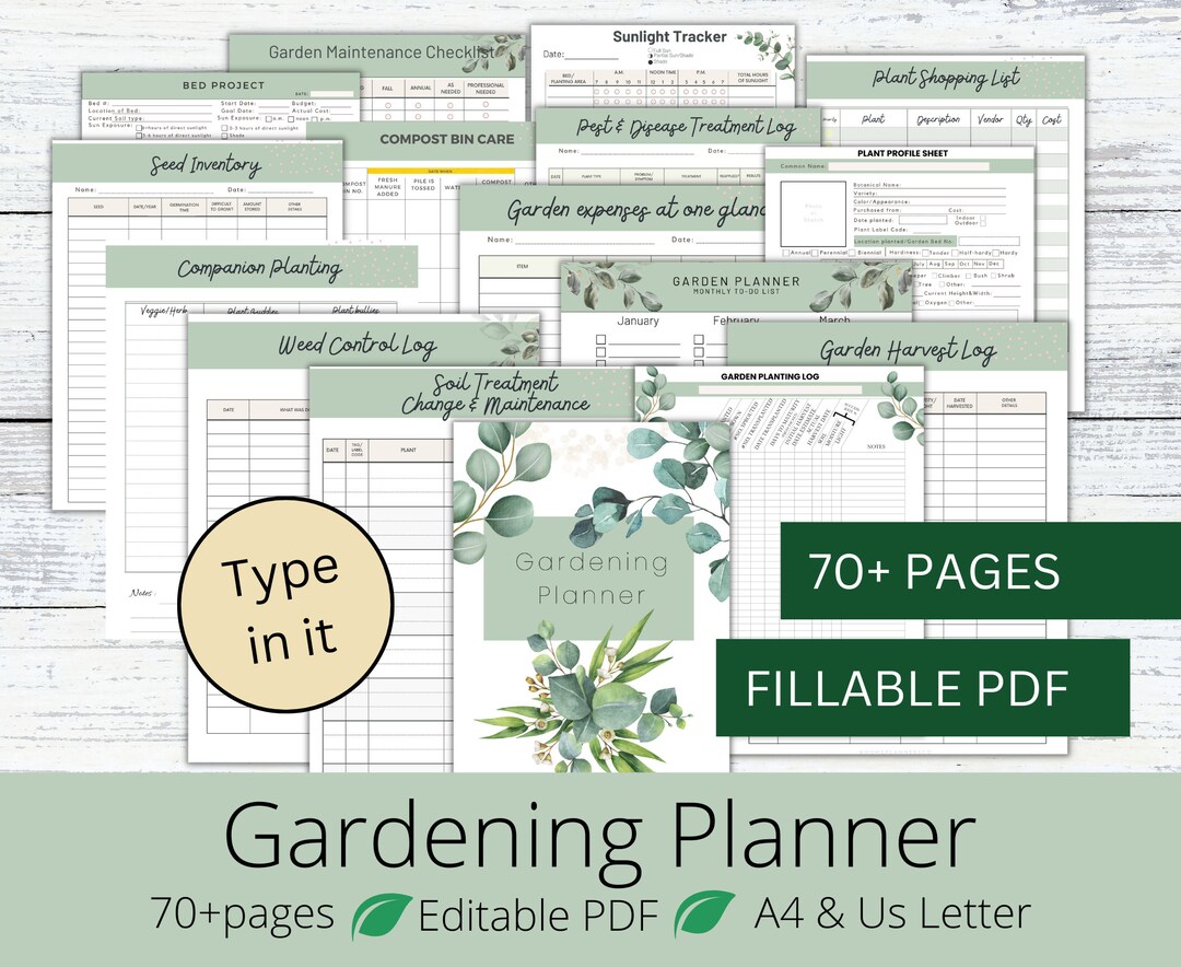 Garden Planner Fillable Printable PDF Garden Journal Garden Calendar ...