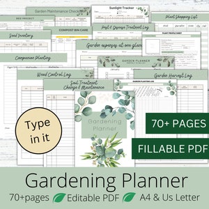 Garden Planner Fillable Printable PDF Garden Journal Garden Calendar Garden Log Gardening Organizer Gardening Binder Editable Gardening Book