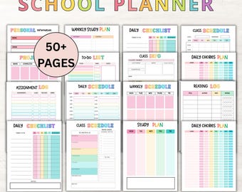 Printable Kids School Planner 2025-2026: Homeschool, Kids Checklist, Chores, Homework, (PDF Download)