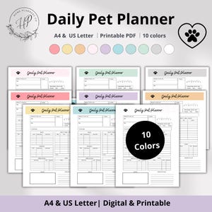 Daily Pet Care Tracker Printable | Dog and Cat Routine Log | Pet Daily Planner | Feeding, Walk & Medication Checklist | Instant Download