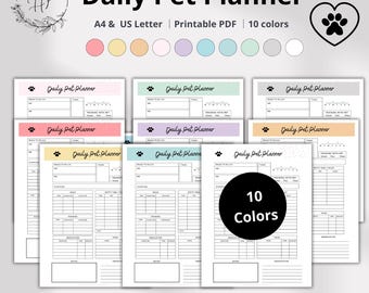 Daily Pet Care Tracker Printable | Dog and Cat Routine Log | Pet Daily Planner | Feeding, Walk & Medication Checklist | Instant Download