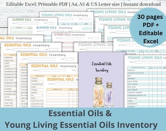 Essential Oils Inventory List Set Young Living Essential Oils Inventory List , Carrier Oils Blended Oils Inventory PDF EDITABLE Excel