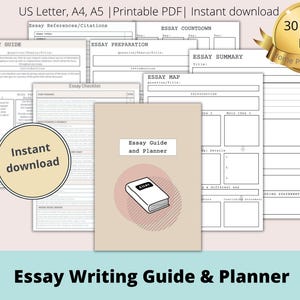 Essay Planer Bearbeitbares druckbares PDF | Essay Guide Planer Pack Bundle | Studenten Essay Schreibvorlage | Akademische Schule, College, Universität