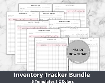 Paquete de páginas de seguimiento de inventario, plantilla de inventario imprimible, registro de inventario, inventario de productos, gestión de inventario, pedidos de hojas de inventario