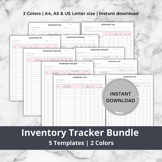 Inventory Tracker Pages Bundle, Printable Inventory Template, Inventory Log, Product Inventory, Inventory Management, Inventory Sheet Orders