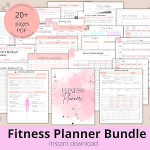 Fitness Planner Bundle,  Health and Fitness Planner Bundle, Fitness Journal, Workout Trackers, Fitness Tracker, Meal Planner, Sport Planner