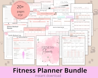 Fitness Planner Bundle,  Health and Fitness Planner Bundle, Fitness Journal, Workout Trackers, Fitness Tracker, Meal Planner, Sport Planner