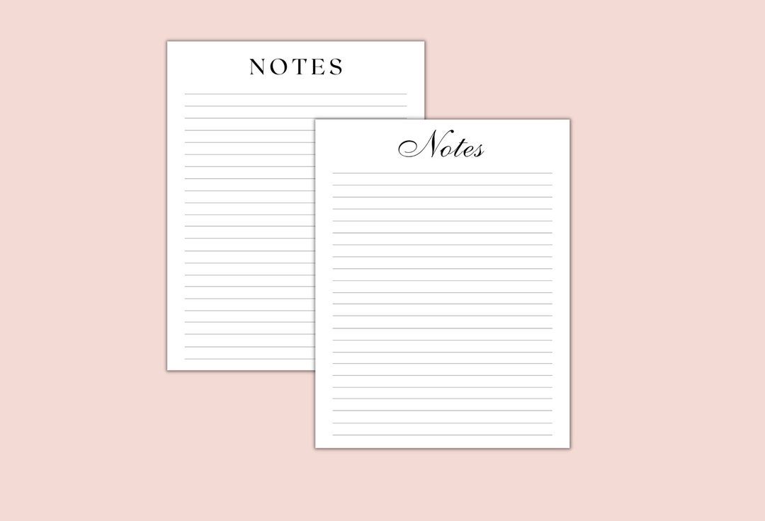 Notes | Set of Two Notes | Printable | Paper Set | Notetakingtemplate ...