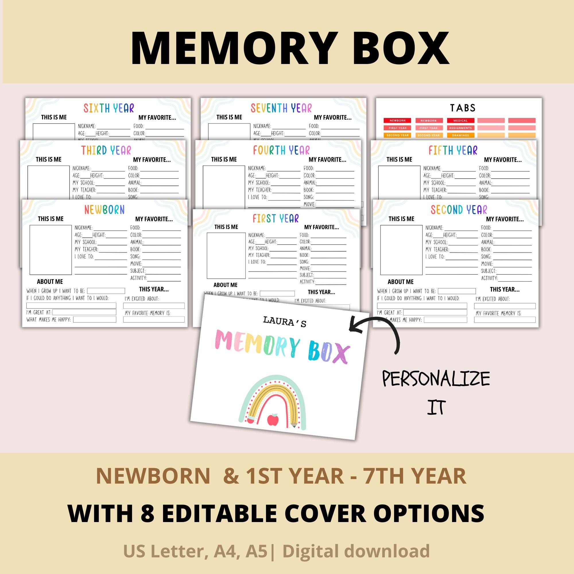 Kids Memory Box First Year to Seventh Year, Toddler Memory Box ...