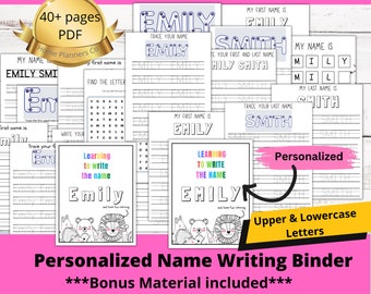 Custom Name Handwriting Practice Binder | Personalized Name Handwriting | Name Tracing Worksheet | Name tracing Bundle Digital Handwriting