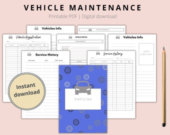 Printable Vehicle Maintenance Log | Vehicle  Car Expense Log | Vehicle Repairs Tracker | Vehicle Service Sheet Template PDF Instant Download