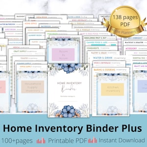 Home House Inventory Tracker Pages,Room by Room Inventory,Food Inventory,Warranty Medication Product Garden House Office Household Inventory