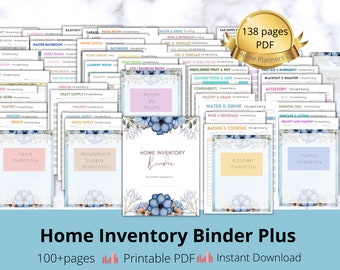 Home House Inventory Tracker Pages,Room by Room Inventory,Food Inventory,Warranty Medication Product Garden House Office Household Inventory