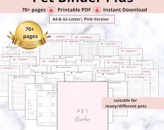 Pet Binder Plus, Pet Planner, Pet Health Tracker, Puppy Vaccination Dog Vaccination Pet Checklists Pet Workbook Puppy Pack Dog Breeder Forms
