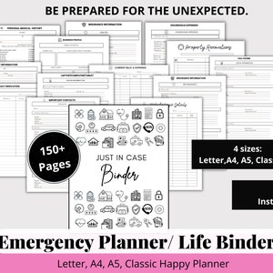 Emergency Planner Printable Life Planner End of Life Planner Digital Emergency Bundle Just in Case of Emergency Funeral Plan What if Binder