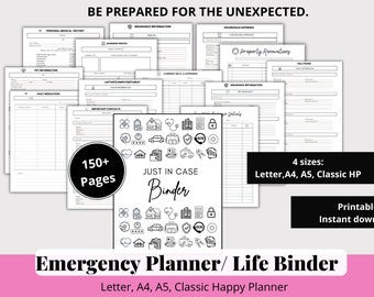 Emergency Planner Printable Life Planner End of Life Planner Digital Emergency Bundle Just in Case of Emergency Funeral Plan What if Binder