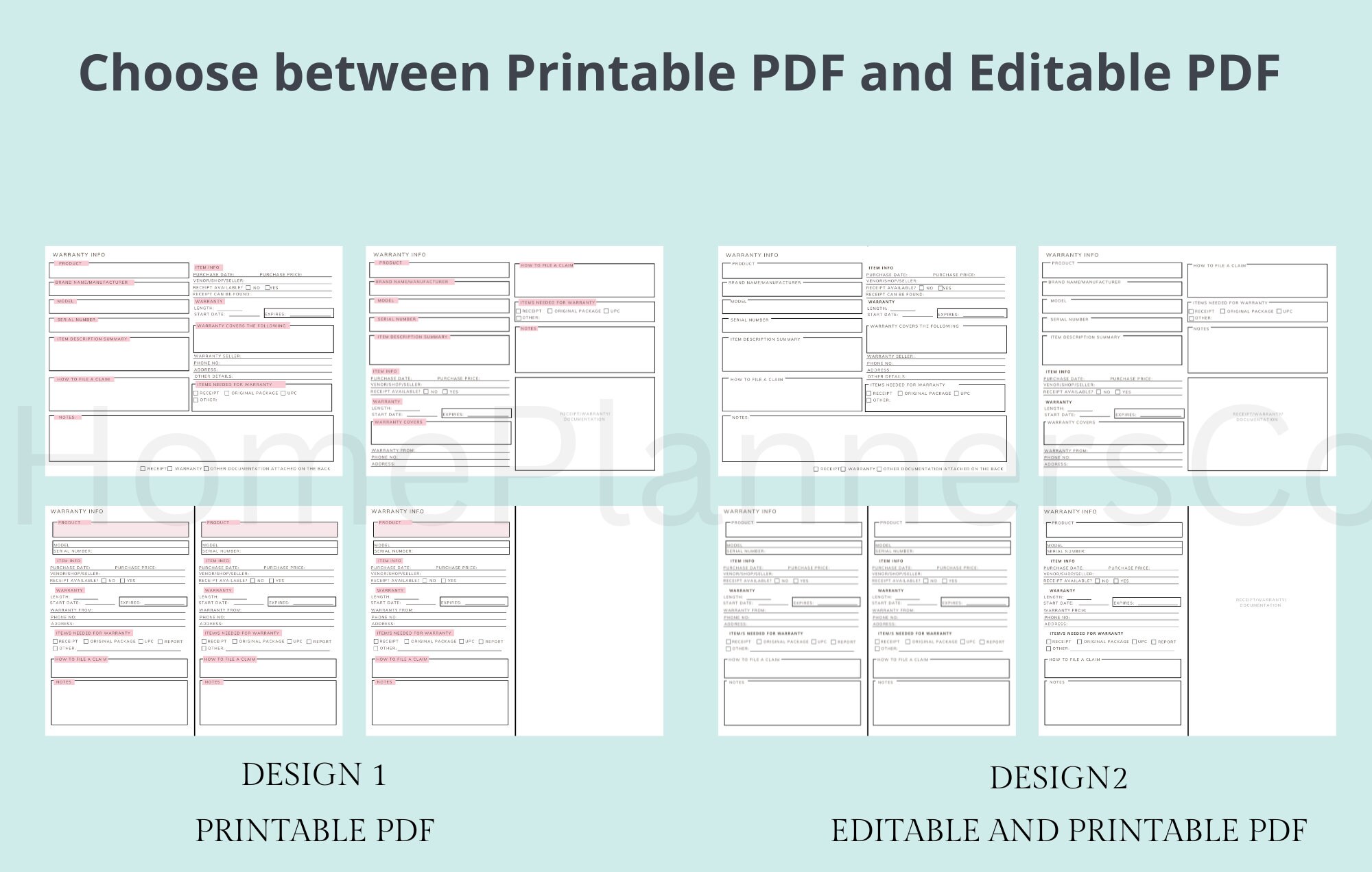 EDITABLE Warranty Tracker Printable Warranty Log Warranty Etsy